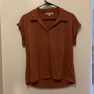Burnt orange short sleeved with collar blouse